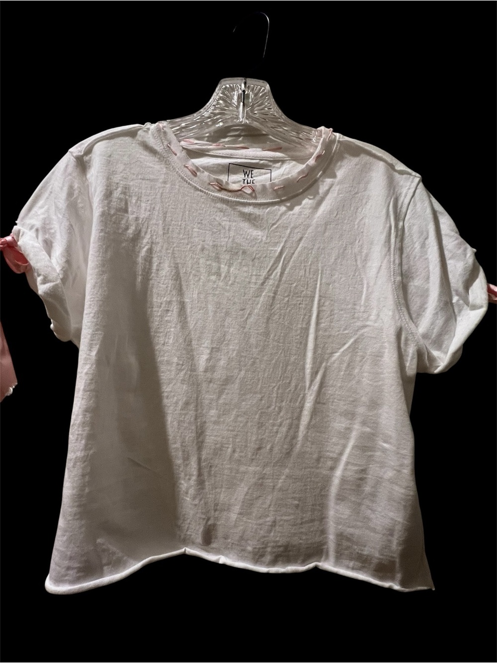 Free People baby t with pink ribbon, size small